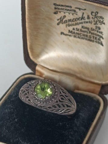 Zonder minimumprijs - Ring Zilver Olivijn - Natuurlijke, Nieuw