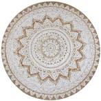 vidaXL Tapijt met print rond 150 cm gevlochten jute, Verzenden