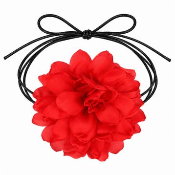 Haarband met Gekrulde Bloem - Veter Striklint - Rood