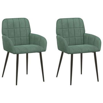 2 chaises velours vert deau, moderne, retour client, Maison & Meubles, Verzenden, Modern
