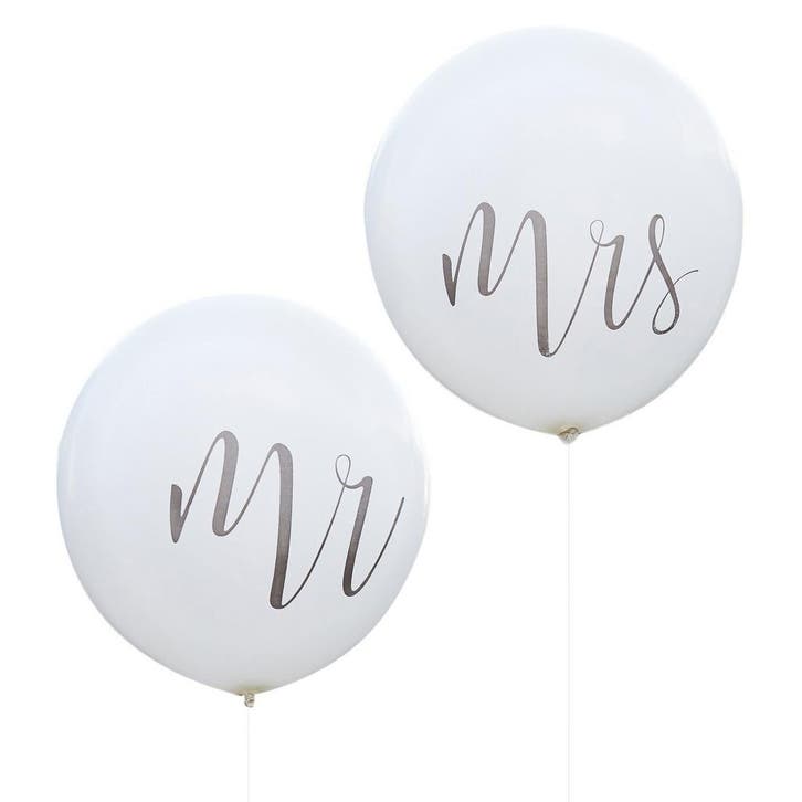 Ballonnen Mr & Mrs 92cm 2st, Hobby en Vrije tijd, Feestartikelen, Nieuw, Verzenden