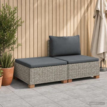 vidaXL 2 st Rieten Loungeset met Kussens GENDT Natuurlijk, Verzenden, Nieuw
