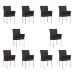 Set van 10 Leren eetkamerstoelen Comfort met wieltjes en, Ophalen of Verzenden, Nieuw, Leer, Eén