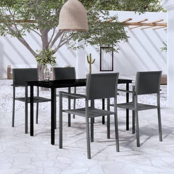 vidaXL 5-delige Tuinset zwart, Verzenden, Tuinset