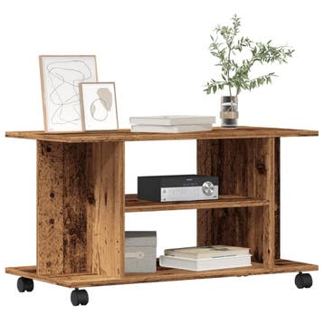 vidaXL Tv-meubel met wieltjes 80x40x45 cm bewerkt hout oud, Verzenden