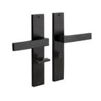 Geveerde deurklink Lusso mat zwart op schild met WC-slot..., Ophalen of Verzenden, Nieuw, IJzer, Klink of Kruk