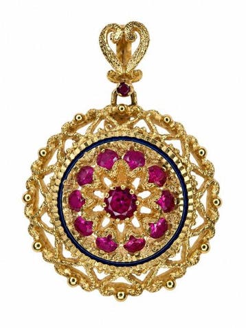 Pendentif - 18 carats Or jaune - 0.50ct. tw. Rubis - Rubis -