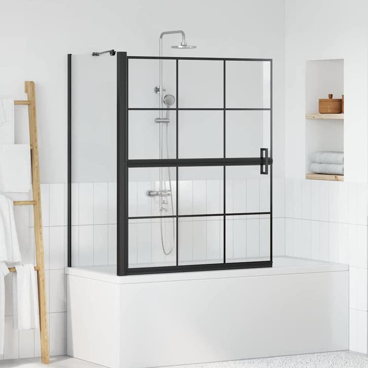 vidaXL Bad Douche Scherm Zwart en Transparant 100 x 68 x 128, Bricolage & Construction, Sanitaire, Envoi