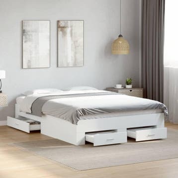vidaXL Bedframe met lades bewerkt hout wit 120x190 cm, Huis en Inrichting, Verzenden, Nieuw