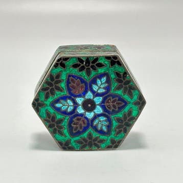 Snuifdoos - Zilver - Zilveren 925-zeshoekige doos met, Antiek en Kunst