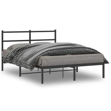 vidaXL Bedframe met hoofdbord metaal zwart 140x200 cm, Verzenden
