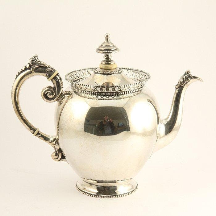 Antieke (1891) theepot - HANDWERK - Van Kempen - Theepot -, Antiquités & Art, Antiquités | Argent & Or