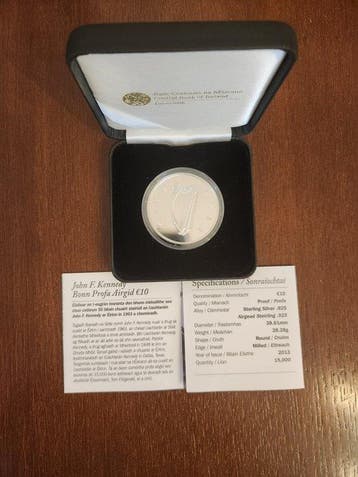 Irlande. 10 Euro 2013 John F. Kennedy Proof (Sans prix de, Postzegels en Munten