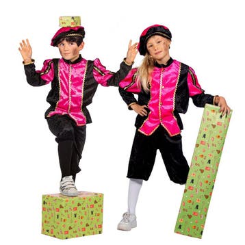 Pietenpak Kind Roze/Zwart Luxe, Verzenden