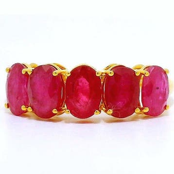 Bague - 14 carats Or jaune - 3.69ct. tw. Rubis - Bague en, Bijoux, Sacs & Beauté