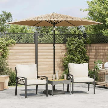 vidaXL Parasol met LEDs en stalen paal 268x268x226 cm bruin, Verzenden, Nieuw
