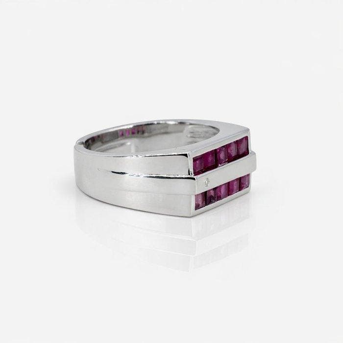 Zonder minimumprijs - Ring Verguld Robijn - Diamant - 18k, Handtassen en Accessoires, Ringen