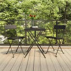 vidaXL Bistroset inklapbaar 3 st poly rattan zwart, Verzenden, Nieuw
