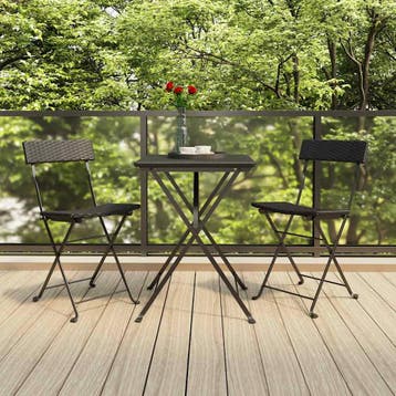 vidaXL Bistroset inklapbaar 3 st poly rattan zwart, Verzenden, Nieuw