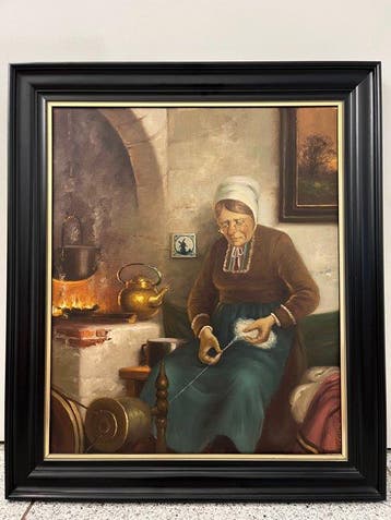 Rudolf Otto Franke (1926-1992) - (2x) Bauernpaar am Kamin, Antiek en Kunst