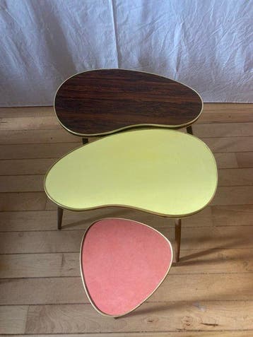 Set bijzettafels - ABS, Hout - Drie bijzettafeltjes