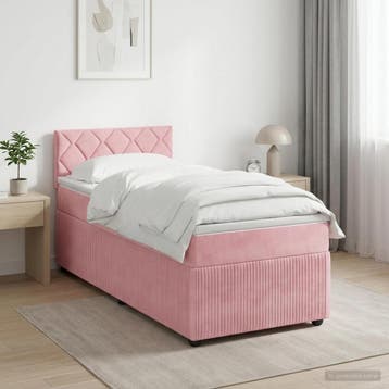 vidaXL Boxspringbed met matras met hoofdeinde Roze 90 x 190, Maison & Meubles, Verzenden