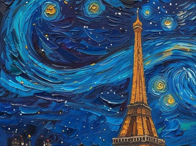 I_KONIQ - PARIS TOUR EIFFELL IN A STARRY NIGHT, Antiquités & Art, Curiosités & Brocante