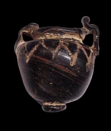 Fenicisch - Amphoriskos in zwart glas - Kernenglas - 5e/3e, Verzamelen