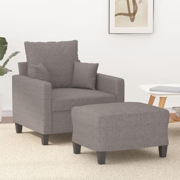 vidaXL Fauteuil met voetenbank / zetel 60 cm stof taupe, Verzenden