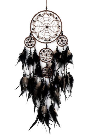KIMU® Dromenvanger Ster Zwart Dreamcatcher Veren Macramé Boh, Ophalen of Verzenden, Nieuw