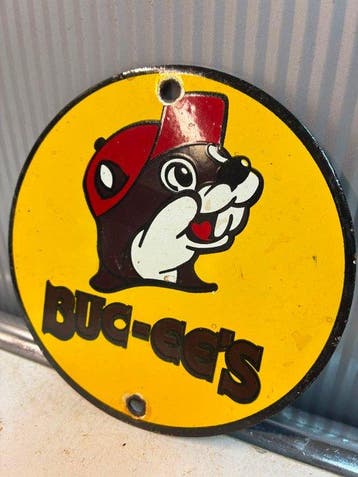 Buc-ee’s – Rond Reclamebord – Bever Logo – Emaille – Vintage