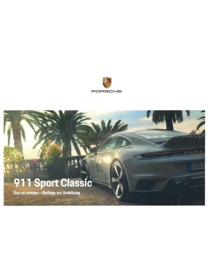 2022 PORSCHE 911 SPORT CLASSIC BIJLAGE INSTRUCTIEBOEKJE, Autos : Divers, Modes d'emploi & Notices d'utilisation