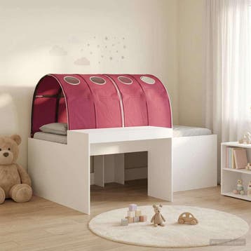 vidaXL Bed met Tunnel 4 st Wit en Rood Bewerkt hout, Huis en Inrichting, Slaapkamer | Bedden, Verzenden, Nieuw