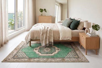 Groene vintage - Vloerkleed - 205 cm - 110 cm -, Nieuw