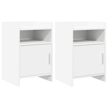 vidaXL Nachttafels 2 st Wit 40 x 36 x 60 cm Bewerkt hout, Verzenden, Nieuw