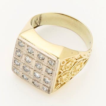 Bague - 14 carats Or jaune, Or blanc Diamant (Naturelle)