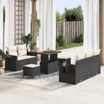 vidaXL Tuinbank Set met kussen 10 pcs Zwart en Crème poly, Verzenden