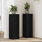 vidaXL Plantenstand 2 pcs Zwart Eiken 25 x 25 x 80 cm, Tuin en Terras, Verzenden, Nieuw