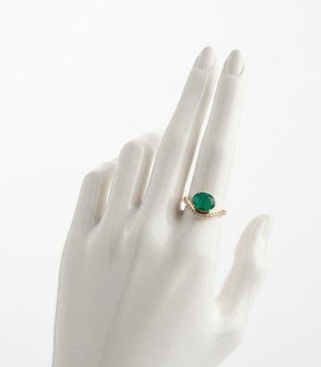 Ring - 14 karaat Geel goud - 2.30ct. tw. Smaragd - Diamant, Nieuw