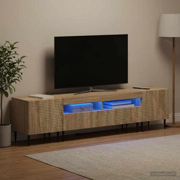 vidaXL 3-delige LED TV-kast Sonoma Eiken Bewerkt hout, Huis en Inrichting, Kasten |Televisiemeubels, Verzenden, Nieuw