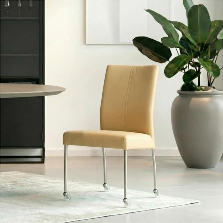 Leren eetkamerstoel Comfort met wieltjes - Toledo Dessert, Maison & Meubles, Chaises, Enlèvement ou Envoi