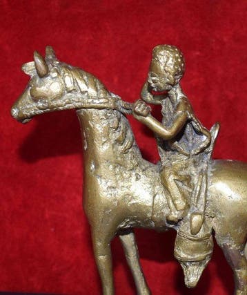 Beeldje, Africaine ancienne CAVALIER DOGON - 14 cm - en