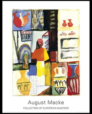 August Macke - “Koopman met kannen, 1914”., Antiek en Kunst