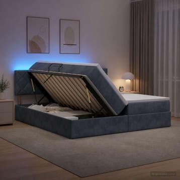 vidaXL LED opbergbed met matras Donkergrijs 180 x 200 cm, Verzenden