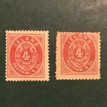 Islande 1873 - Note dans l’ovale 4 Sk dans les deux, Gestempeld