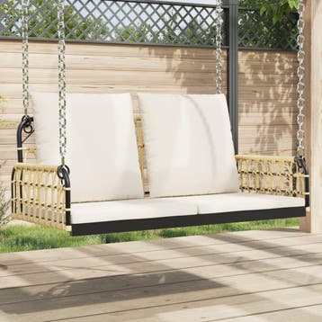 vidaXL Schommelbank met kussens 105x58x38 cm poly rattan en, Verzenden