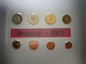 Munten set 1 Cent-2 Euro, 3,88  2001 Monaco Rainier Iii,.., Verzenden, België