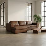 Leren hoekbank Flow - 3 zits arm links + longchair rechts -, Huis en Inrichting, Ophalen of Verzenden, Modern, 300 cm of meer