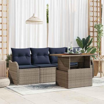 vidaXL Tuinbank Set 5 st grijs en marineblauw, Tuin en Terras, Verzenden, Nieuw