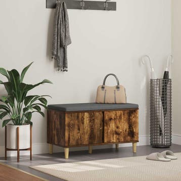 vidaXL Hallenbank met kussen met opslag Gerookte Eik 80 x 38, Verzenden, Nieuw